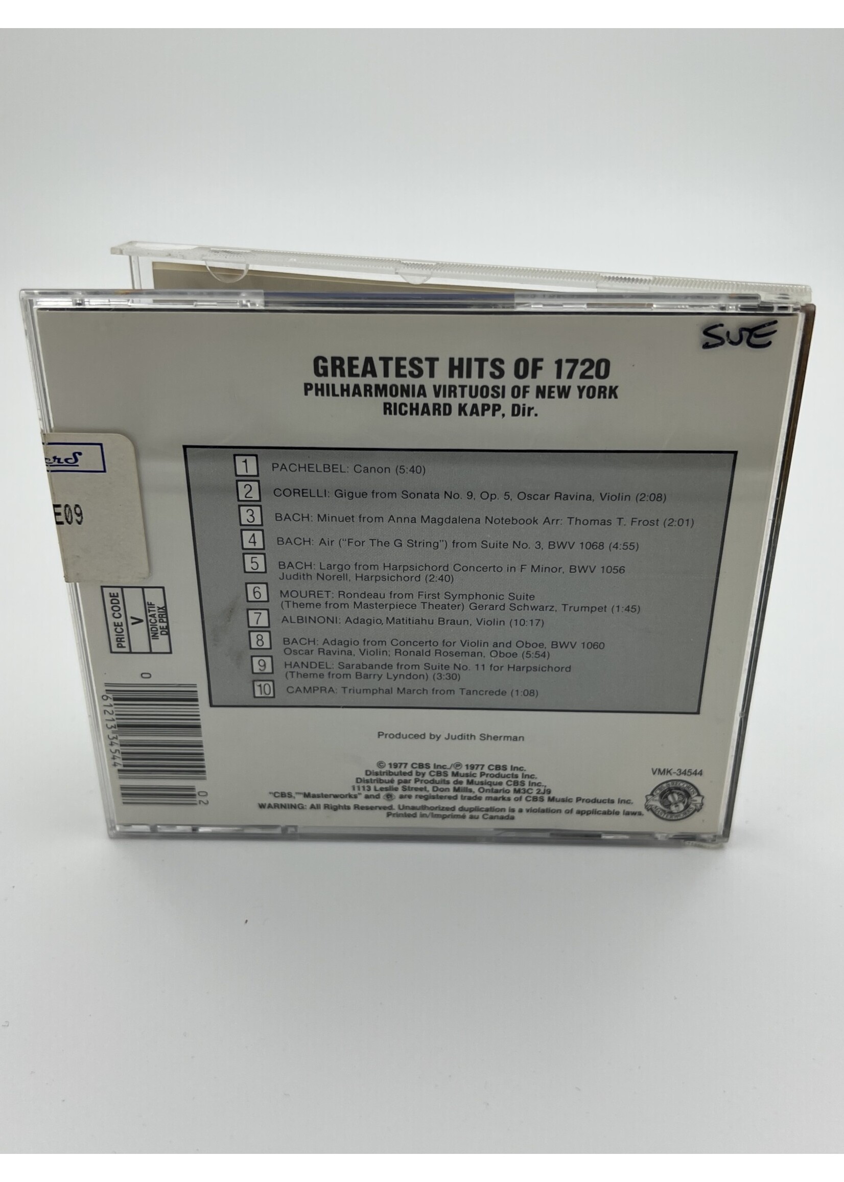 CD Greatest Hits Of 1720 Philharmonia Virtuosi Of New York Richard Kapp Conductor CD