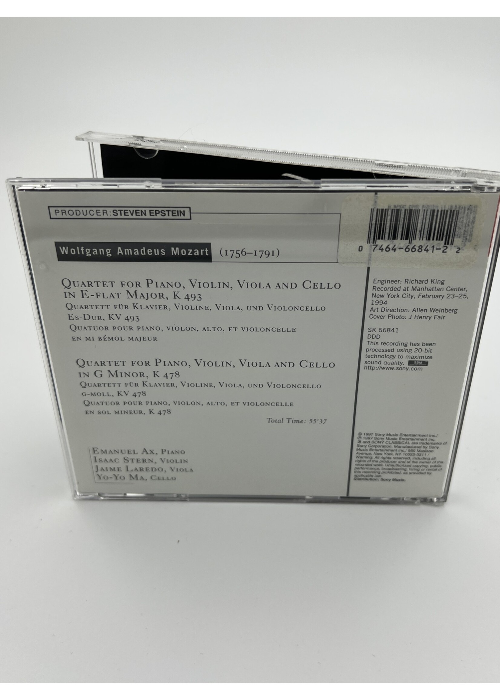 CD Mozart The Piano Quartets Ax Stern Laredo Yo Yo Ma CD