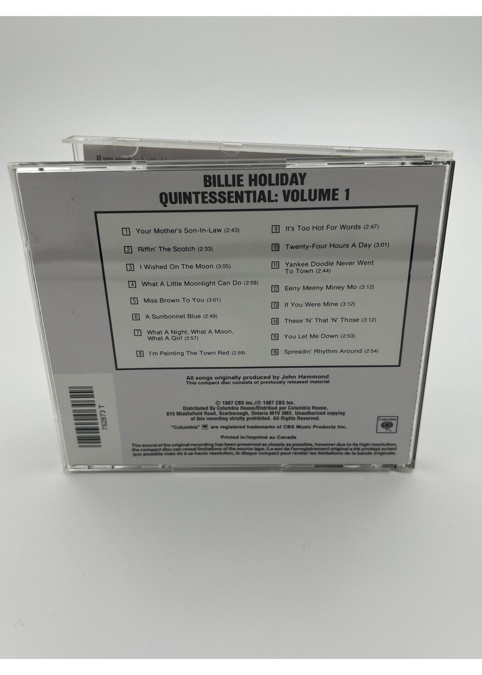 CD The Quintessential Billie Holiday Volume 1 1933 to 1935 CD