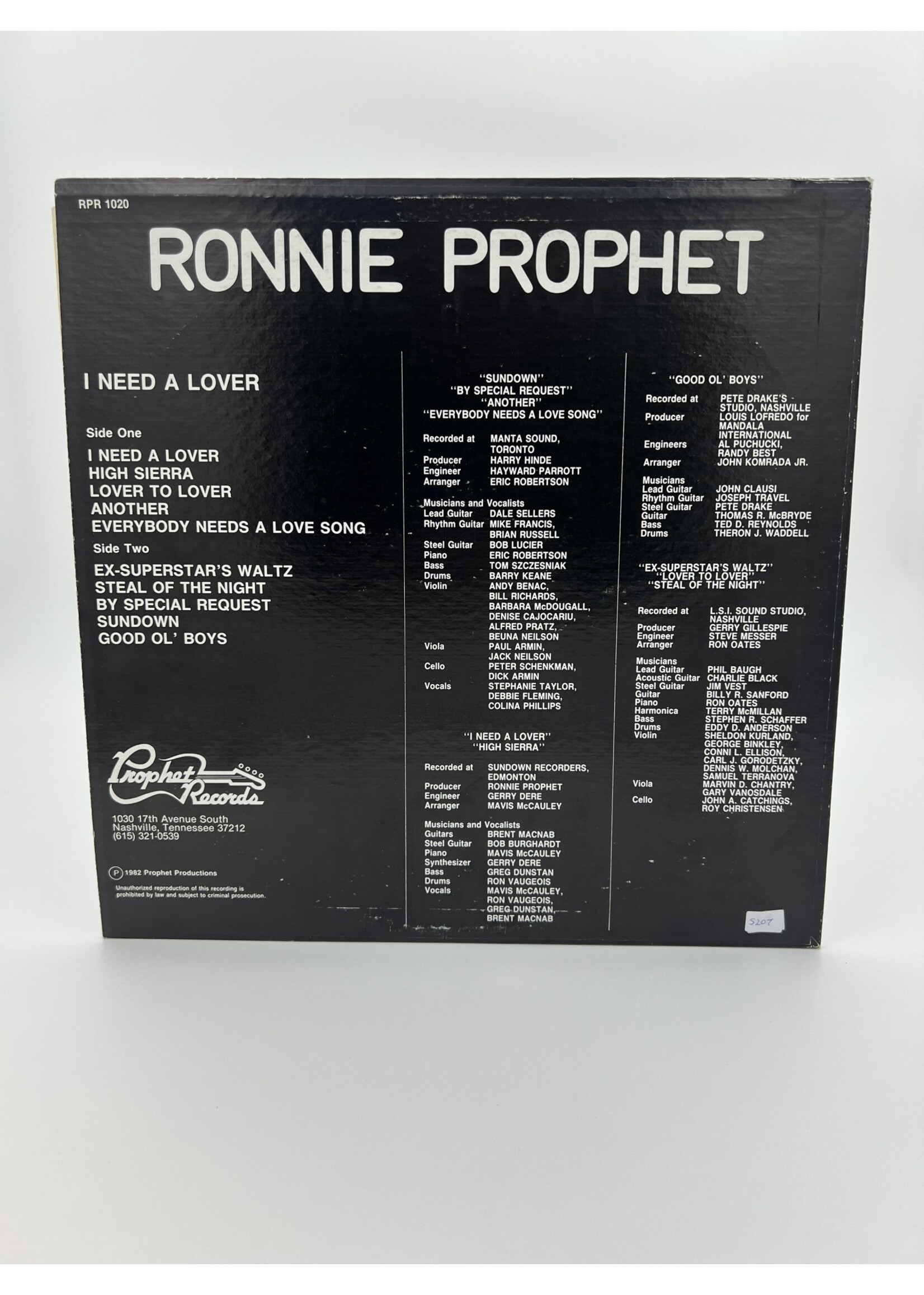 LP Ronnie Prophet I Need A Lover LP