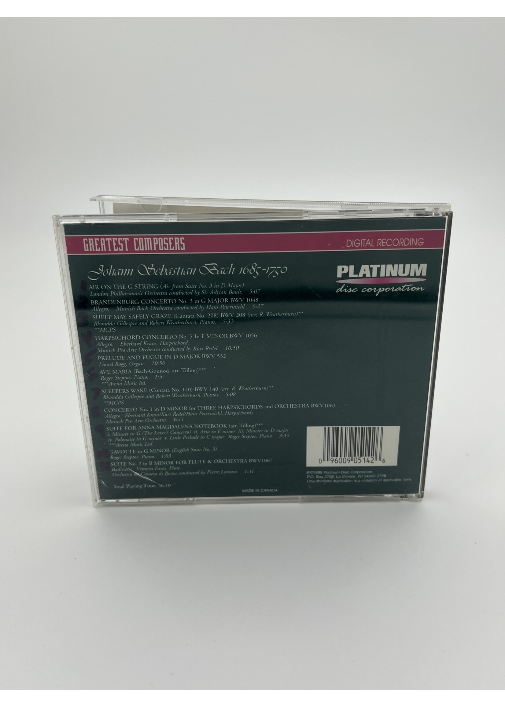CD Johann Sebastian Back 1685 To 1750 CD