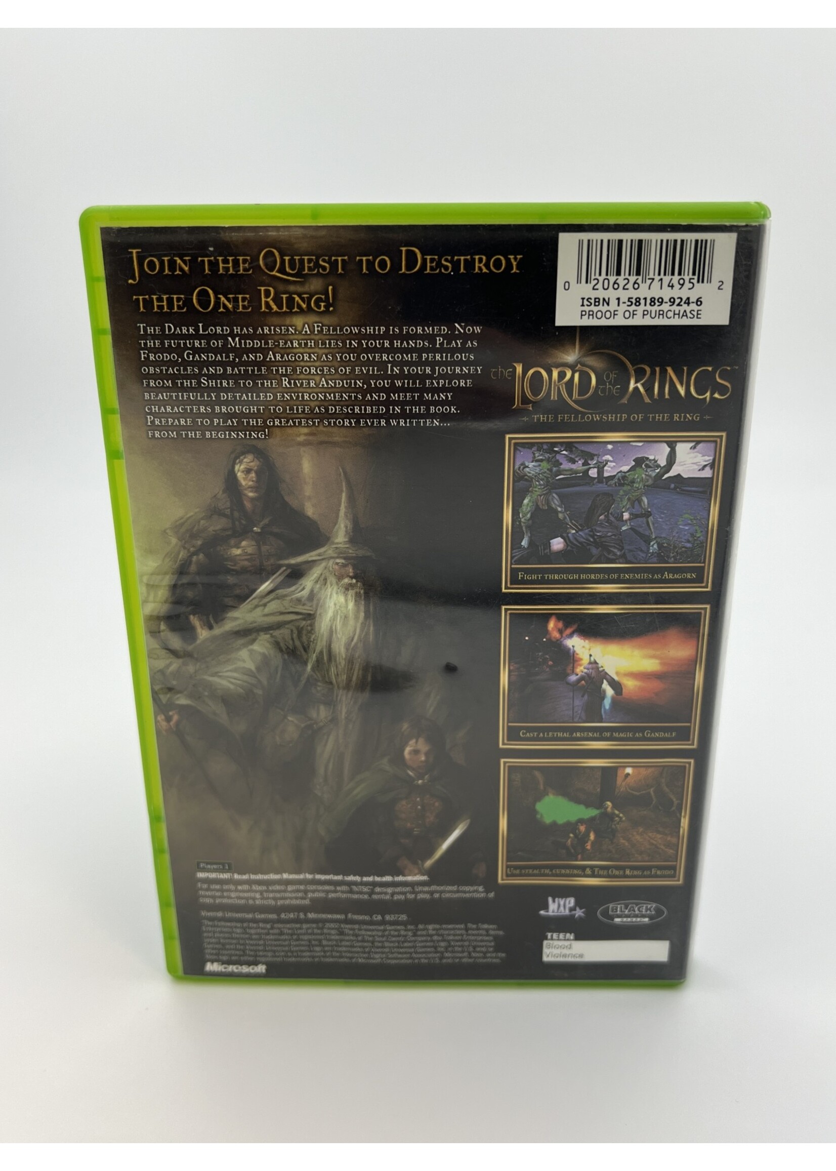 Xbox The Lord Of The Rings The Fellowship Of The Ring Xbox