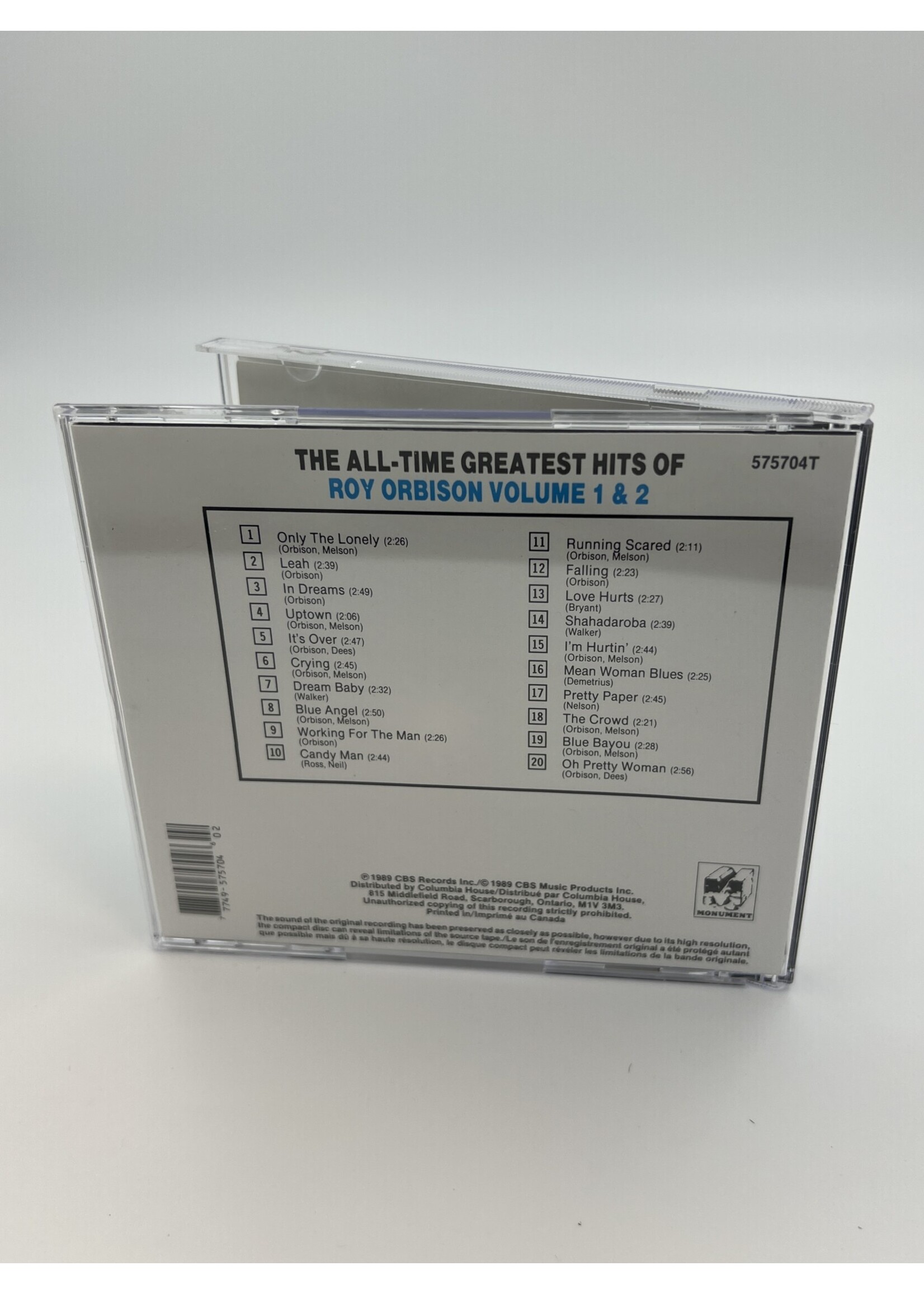 CD   The All Time Greatest Hits Of Roy Orbison Volume 1 And 2 CD
