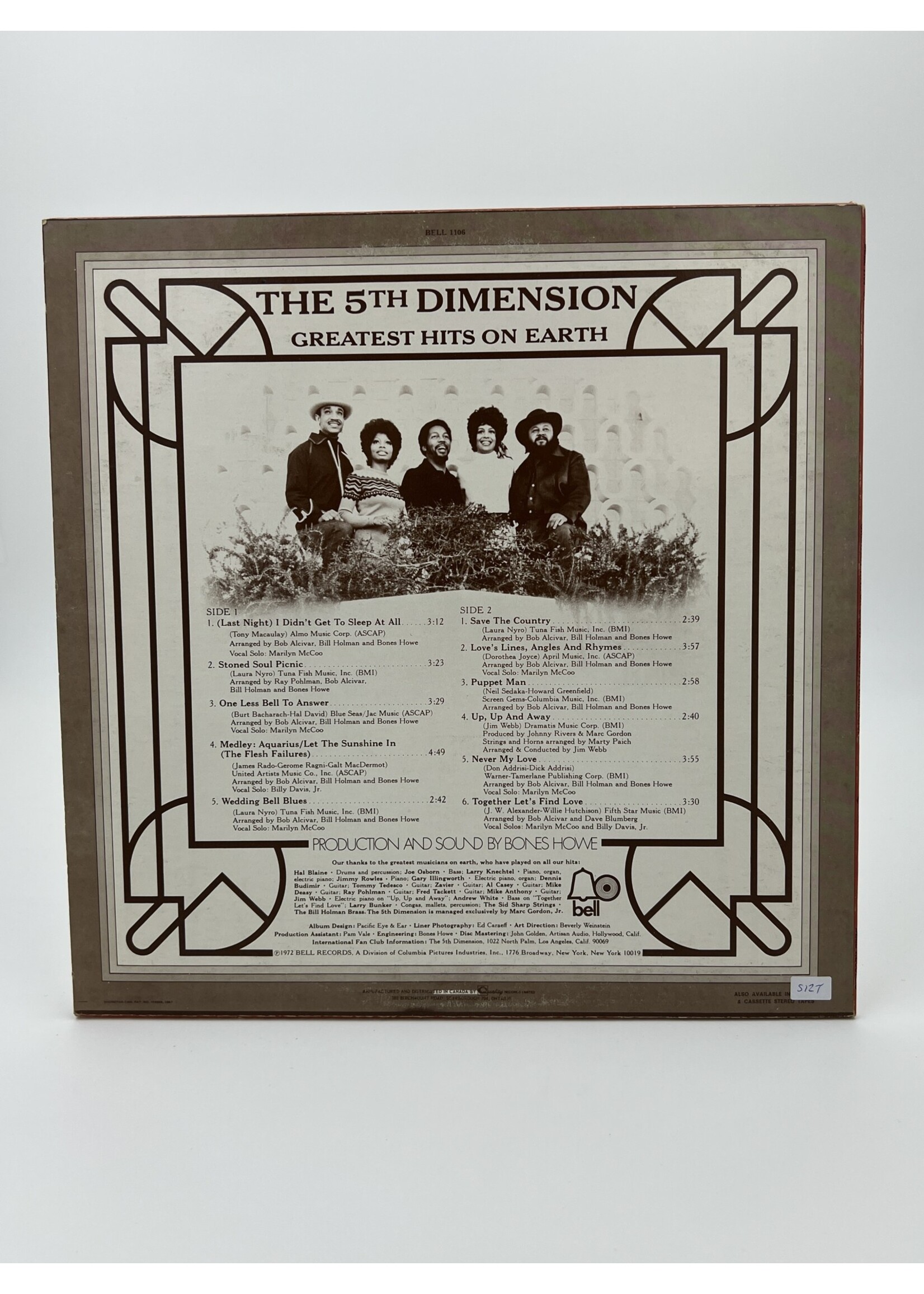 LP   The 5th Dimension Greatest Hits On Earth LP Record