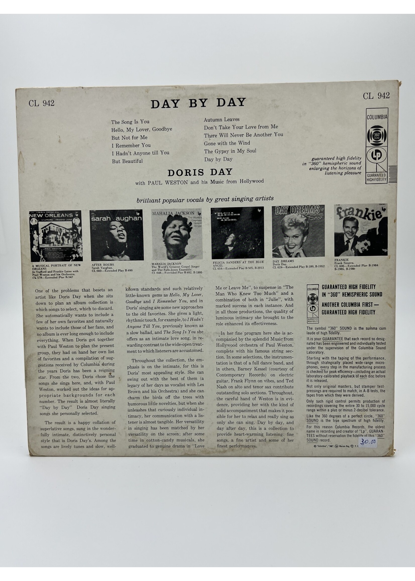 LP   Doris Day Day By Day LP Record
