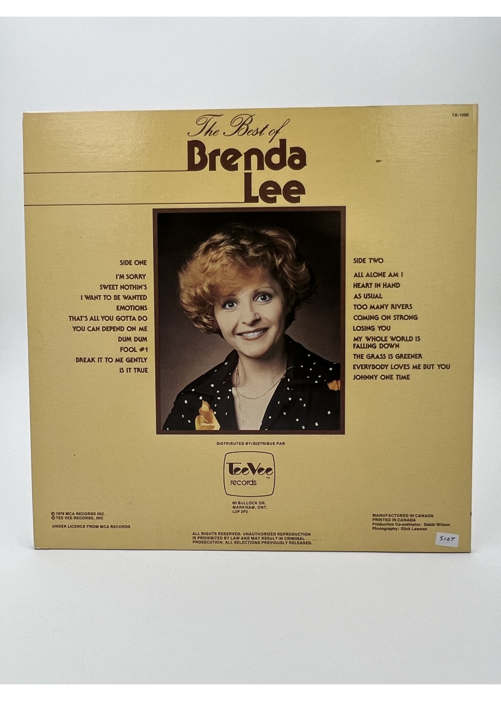 LP   Brenda Lee The Best Of Brenda Lee LP Record