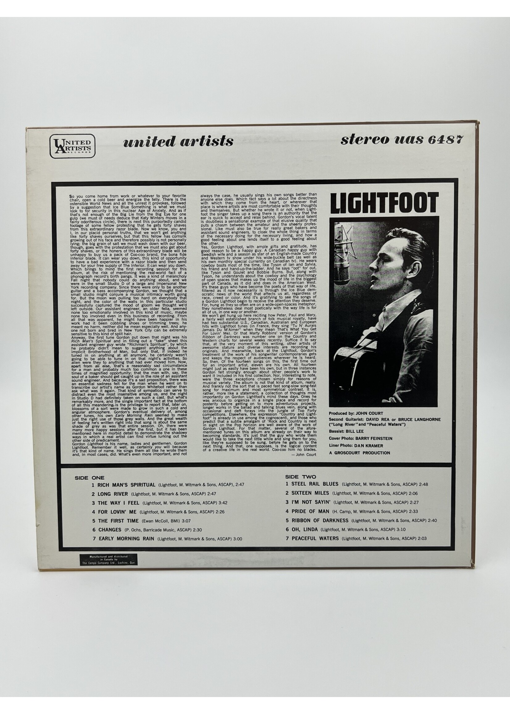 LP Gordon Lightfoot Lightfoot LP Record