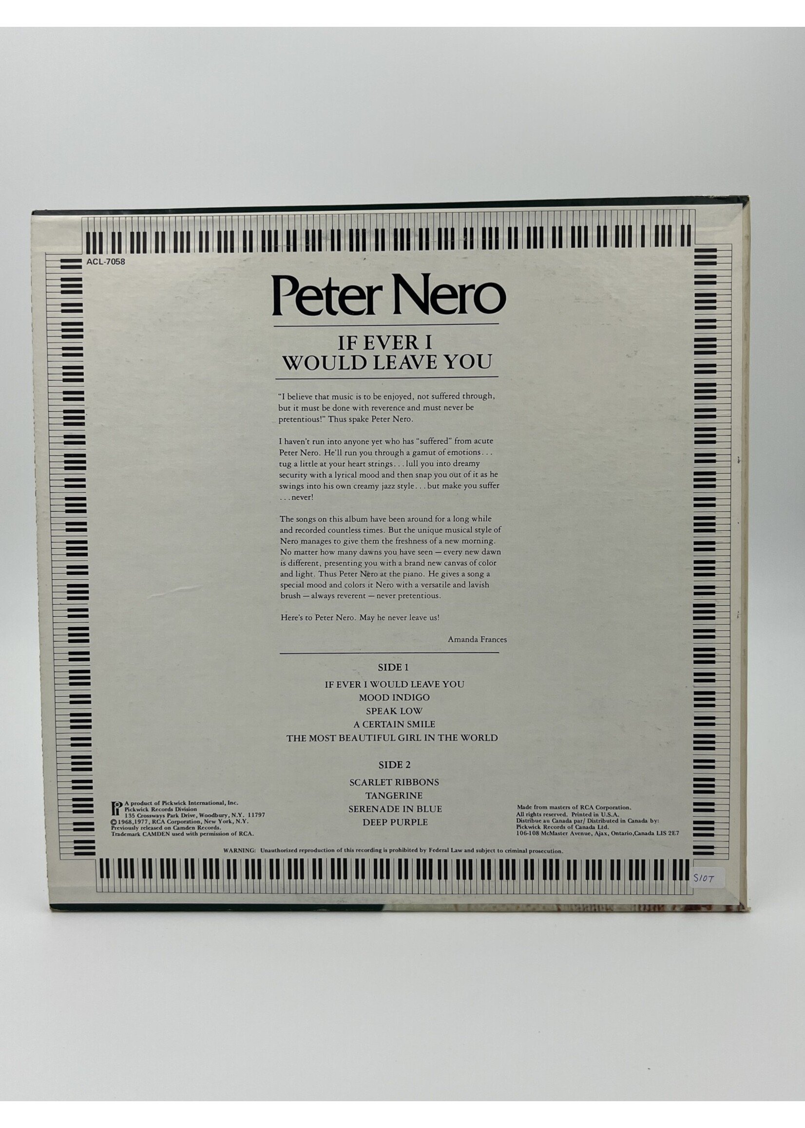 LP   Peter Nero If Ever I Would Leave You LP Record