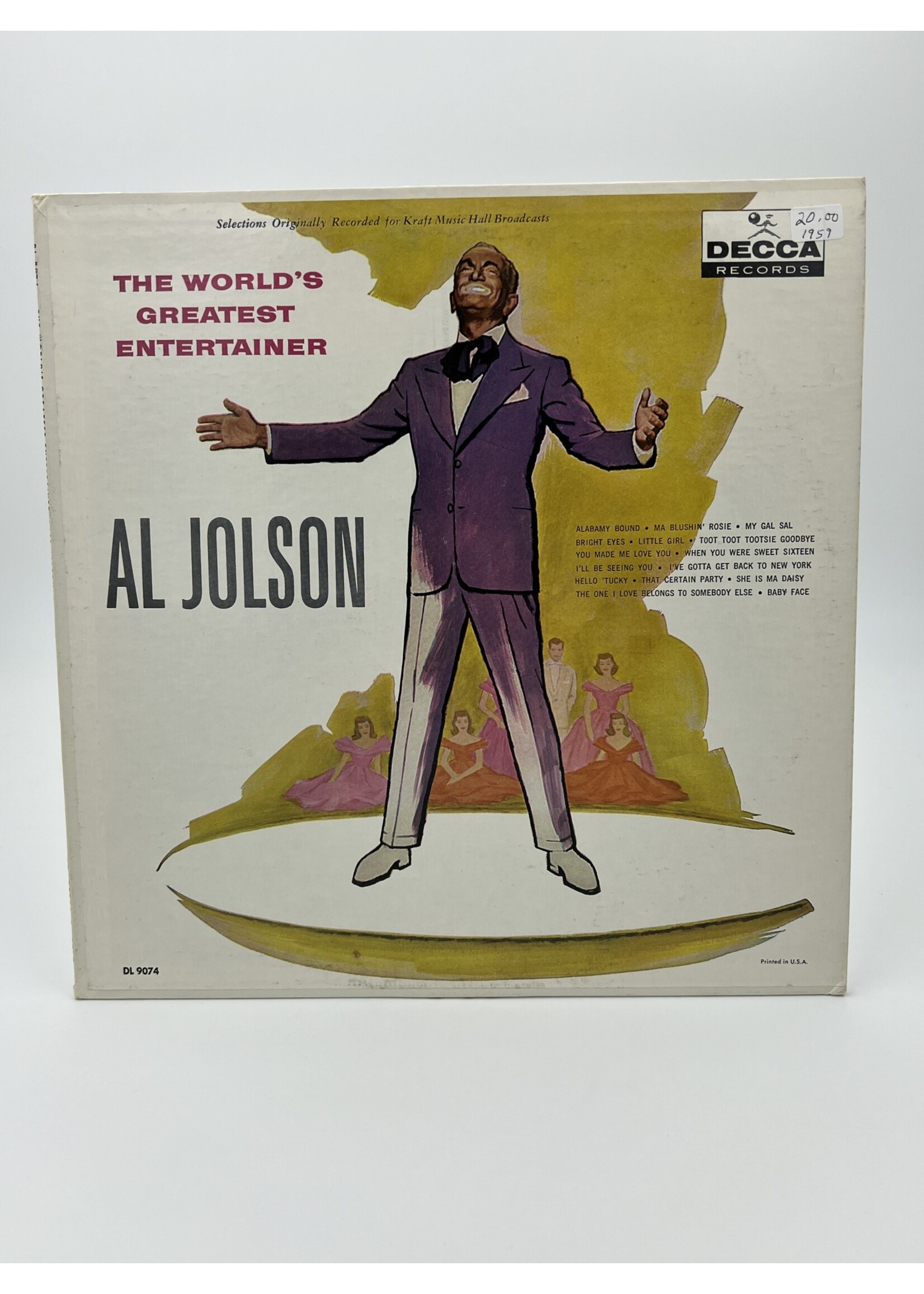 LP   Al Jolson The Worlds Greatest Entertainer LP Record