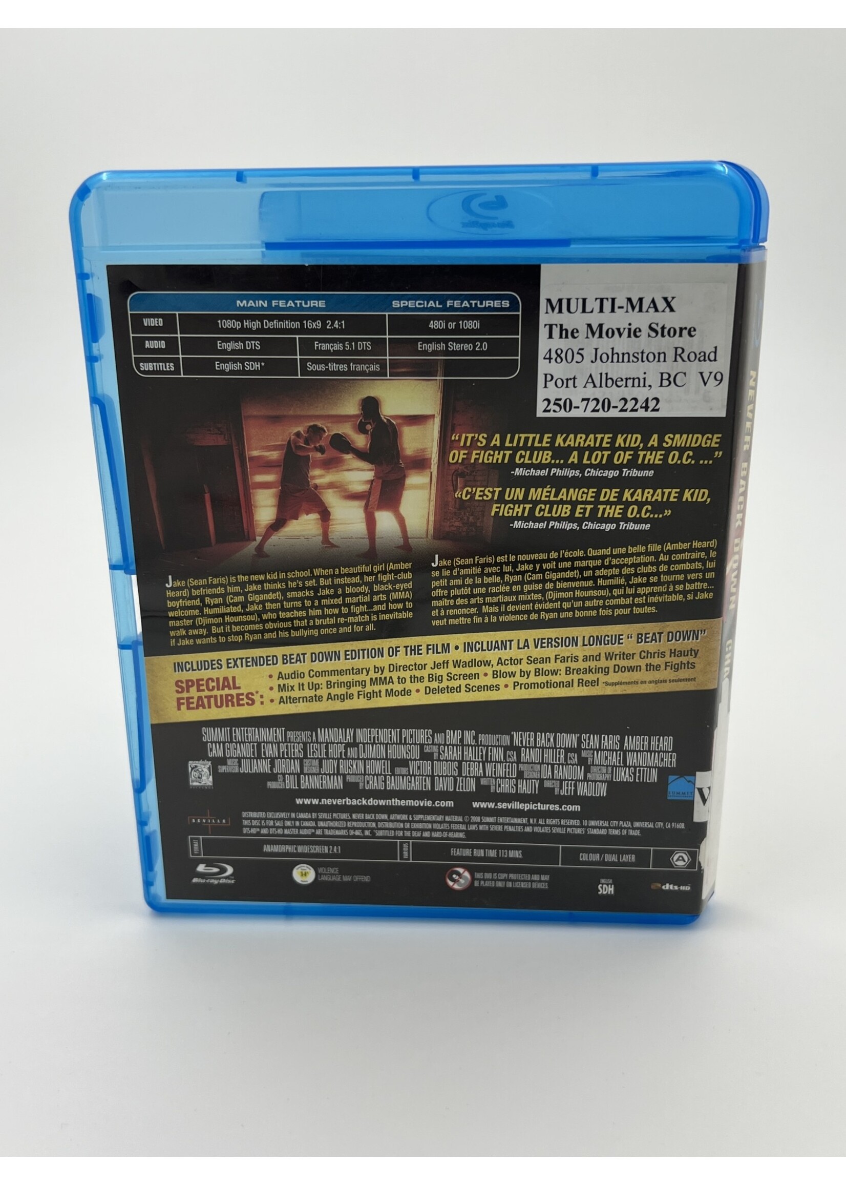 Bluray Never Back Down Bluray