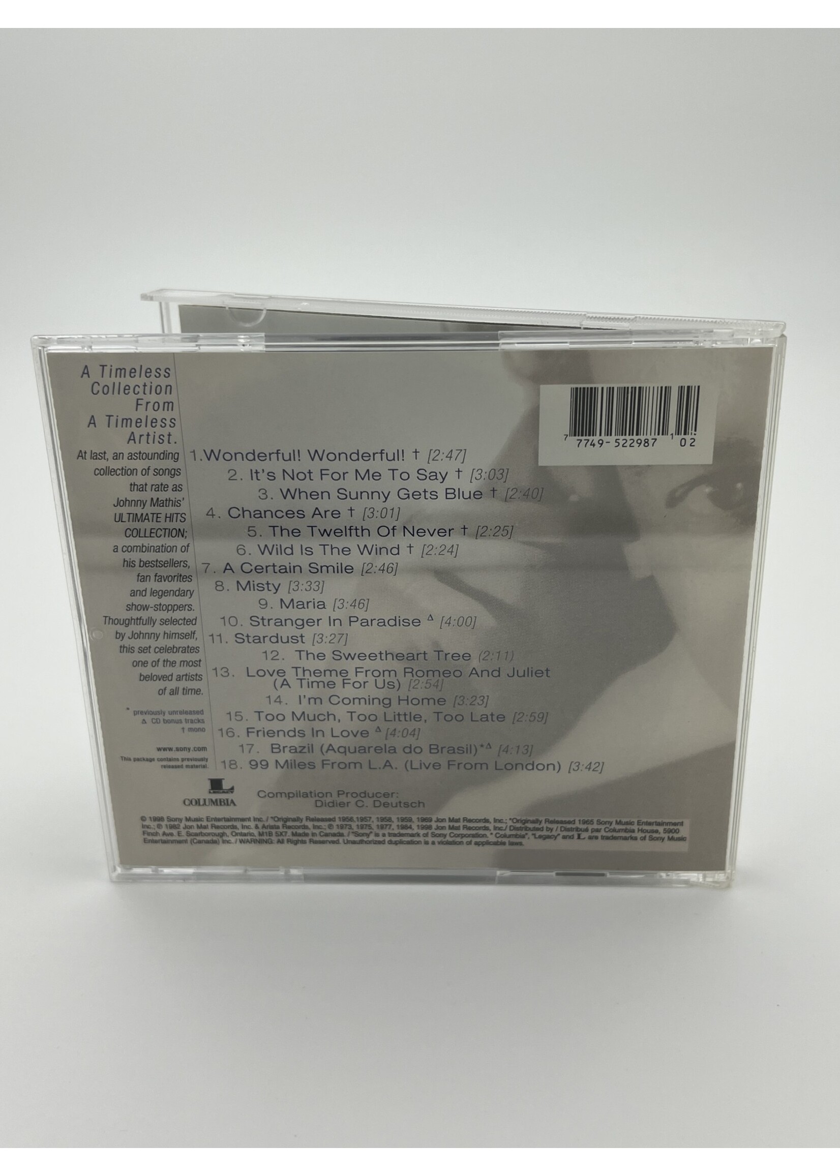 CD   Johnny Mathis The Ultimate Hits Collection CD