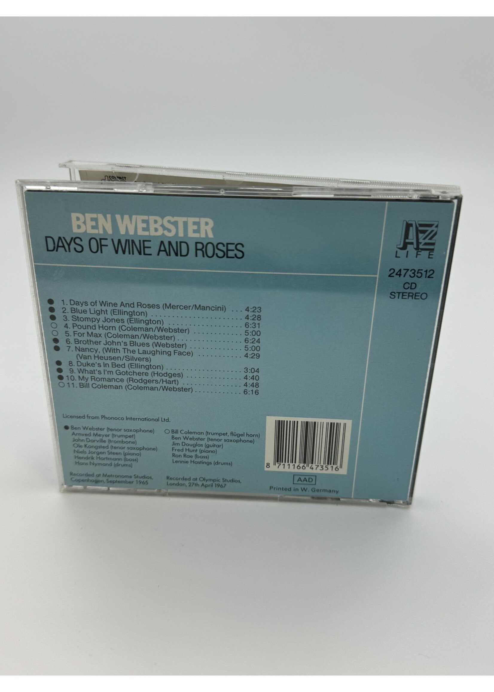 CD Ben Webster Days Of Wine And Roses CD