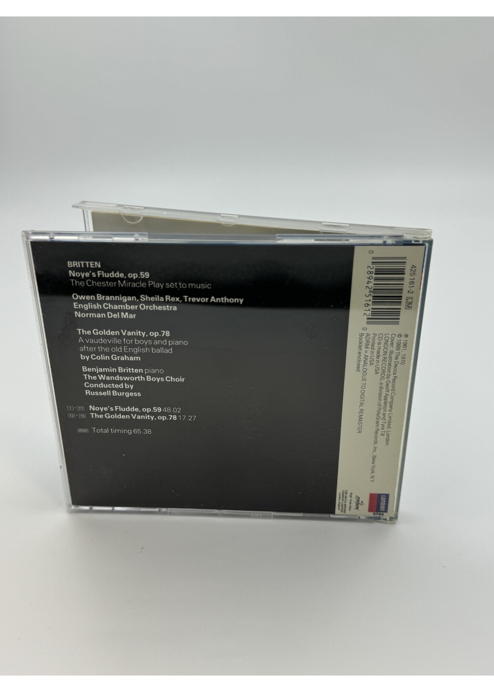 CD Britten Noyes Fludde The Golden Vanity Del Mar Britten CD