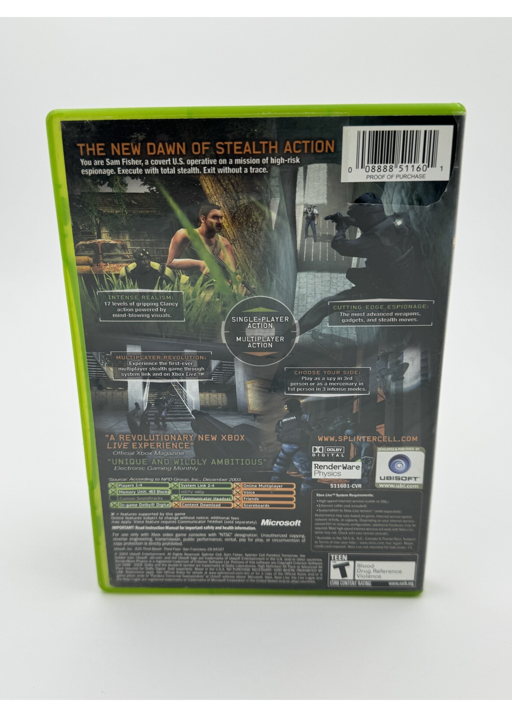 Xbox Tom Clancys Splinter Cell Pandora Tomorrow Xbox