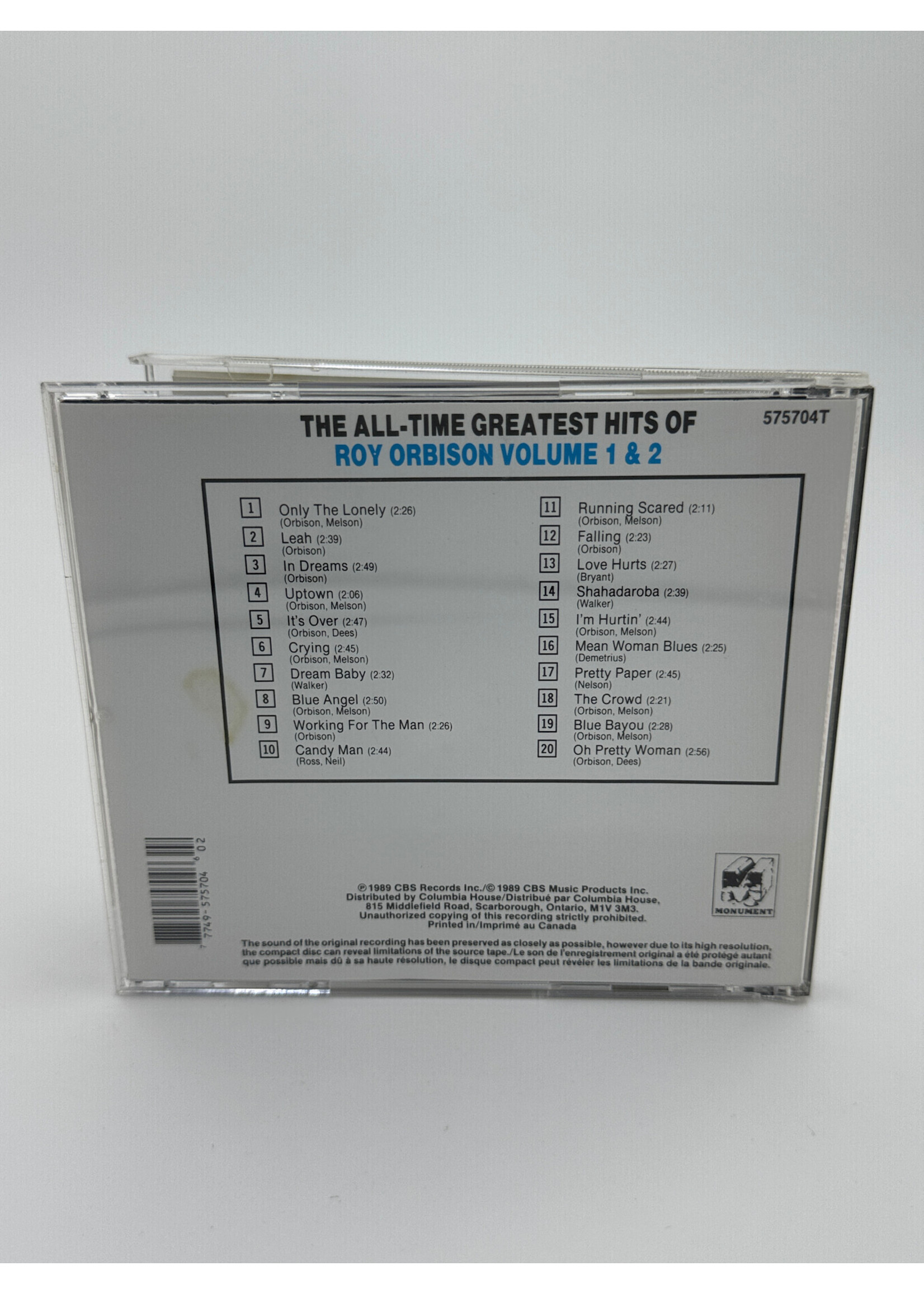 CD The All Time Greatest Hits Of Roy Orbison Volume 1 And 2 CD