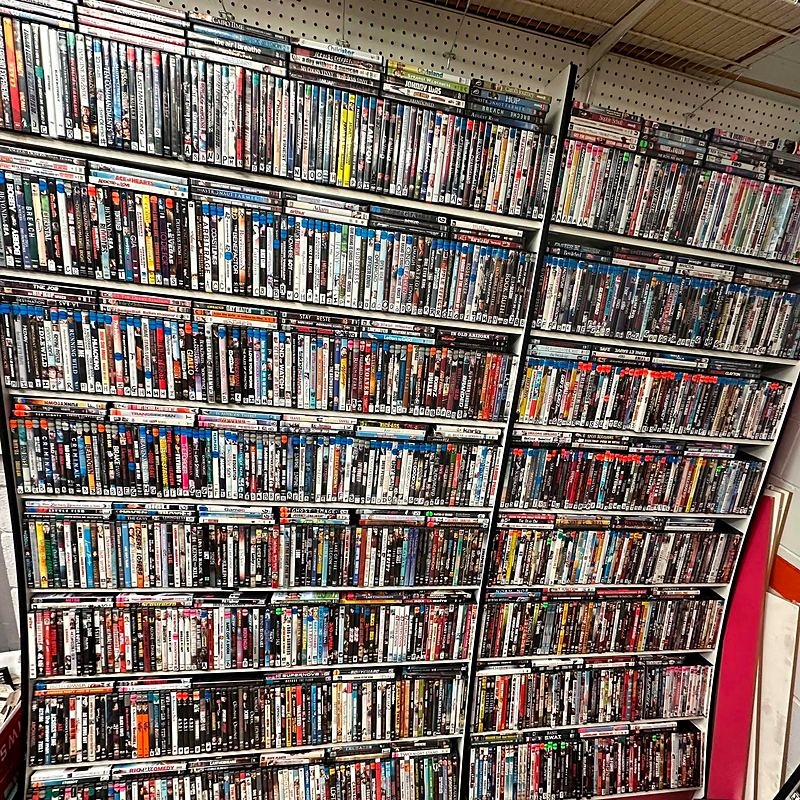 Shelves of DVDs and Blu-rays