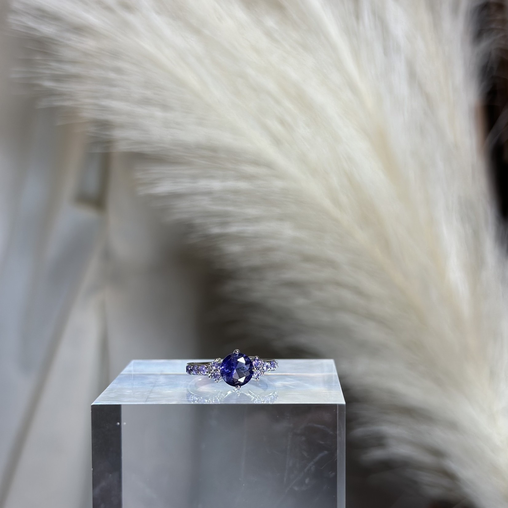 Purple with Silver Diamond Ring