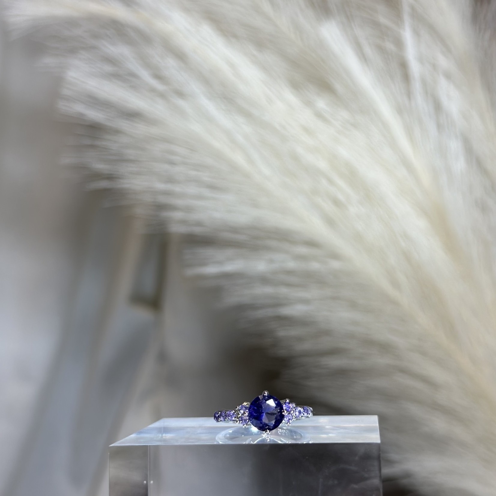 Purple with Silver Diamond Ring