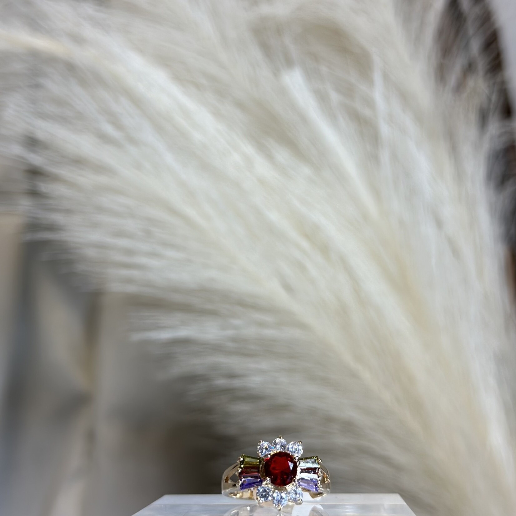Red Multicolor Flower Ring