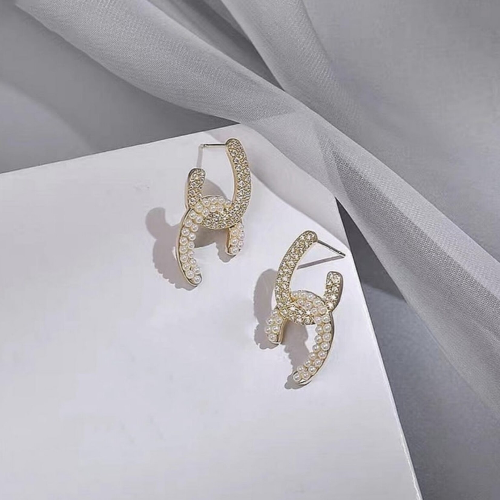 Pearl Cross Earrings