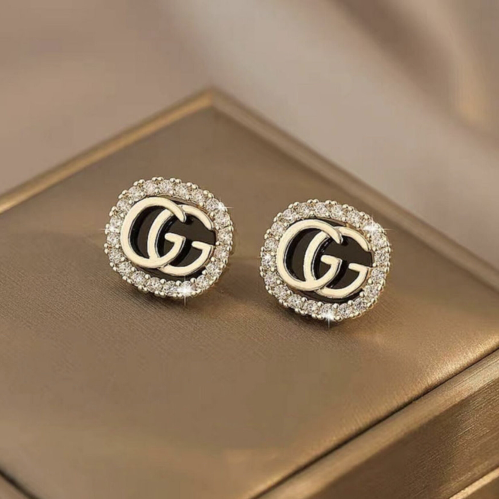 CG Earrings with Diamonds Around