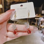 Long Crystal Flower Earrings