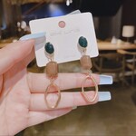 Green and Cream Dangle Earrings