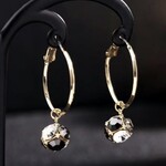 Gold Hoop with Grey Shiny Sphere