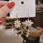 White Flowers with Hoops and Diamonds