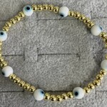 White Evil Eye with Gold Bracelet