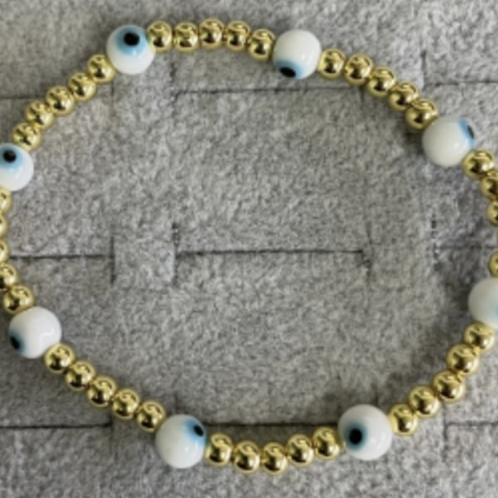 White Evil Eye with Gold Bracelet