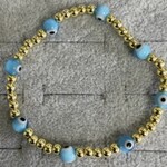 Light Blue Evil Eye with Gold Bracelet