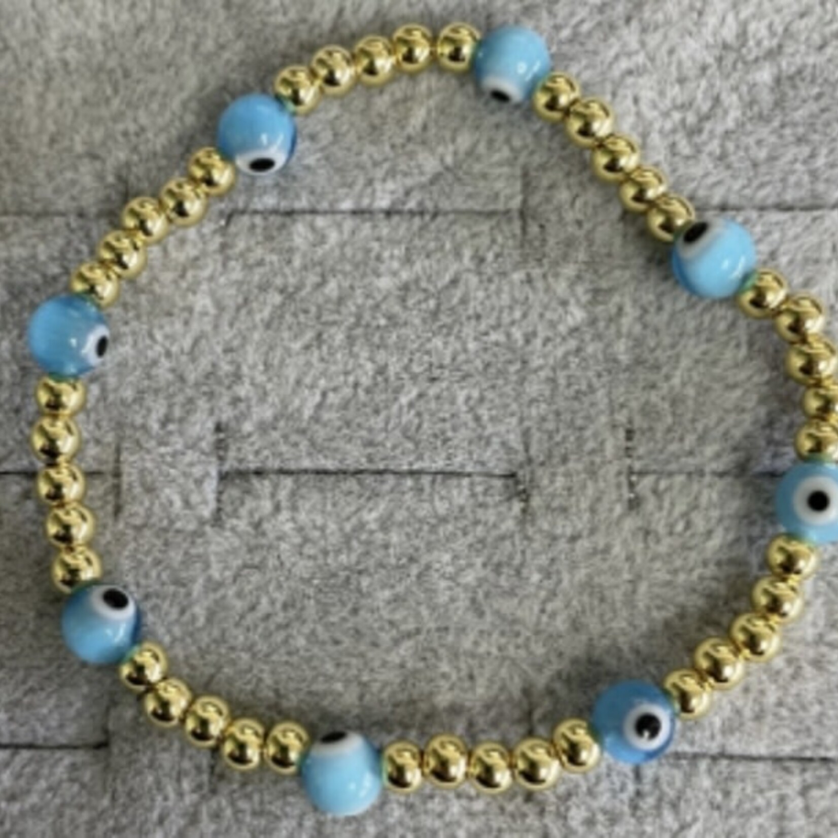 Light Blue Evil Eye with Gold Bracelet