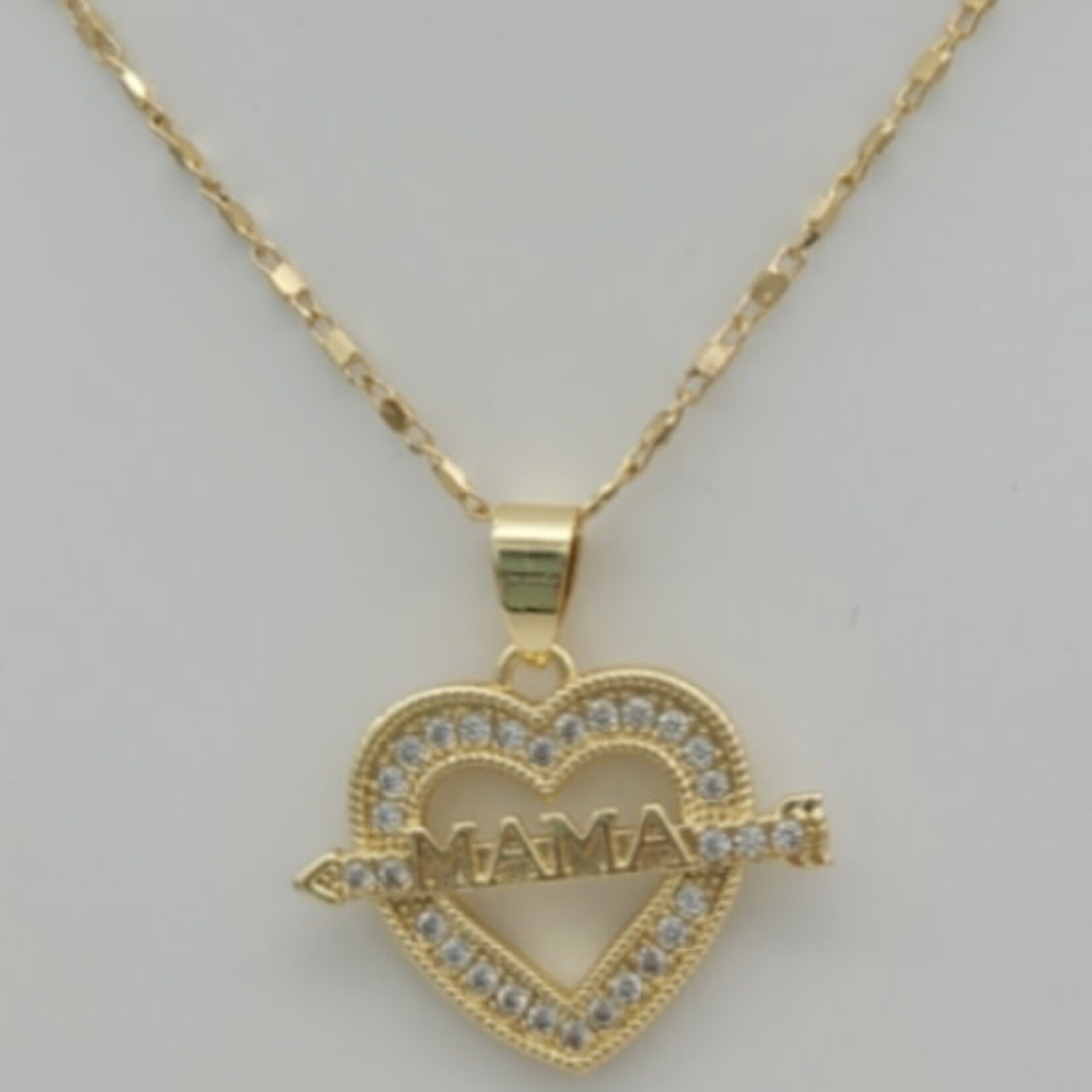 “Mamá” Gold with Diamonds Necklace