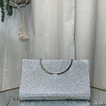 Silver Small Purse with Shiny Rhinestones
