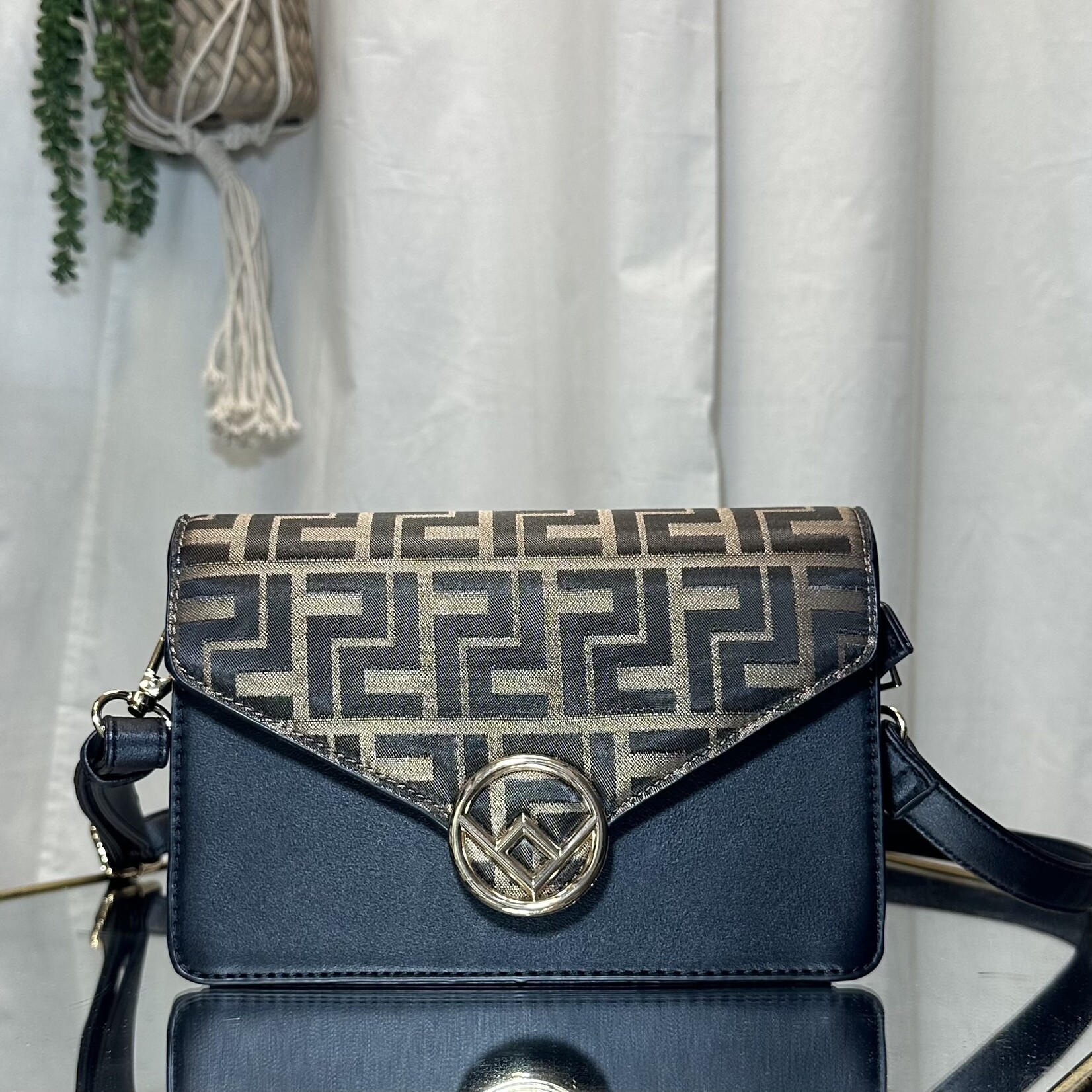 Brown and Black Medium Purse