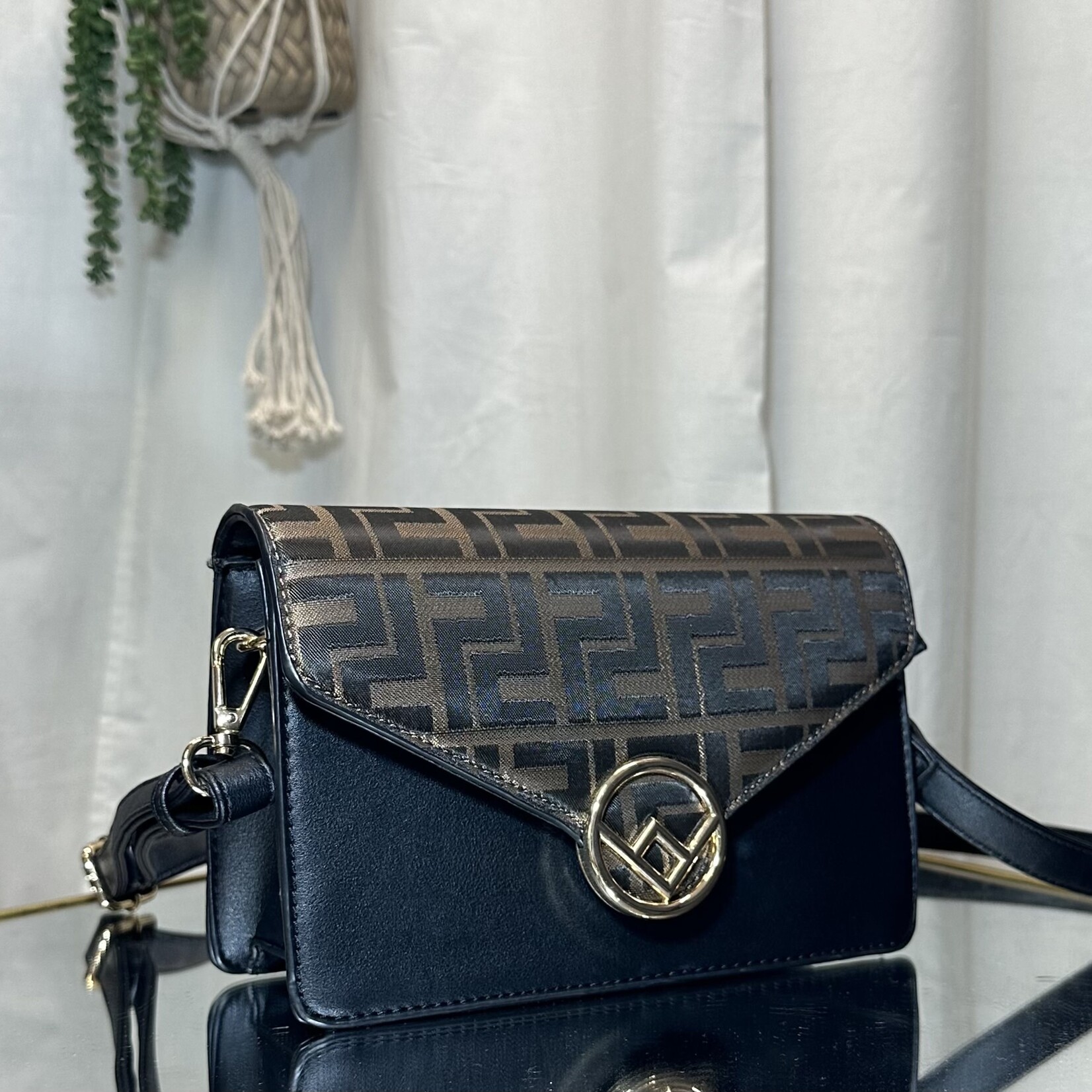 Brown and Black Medium Purse