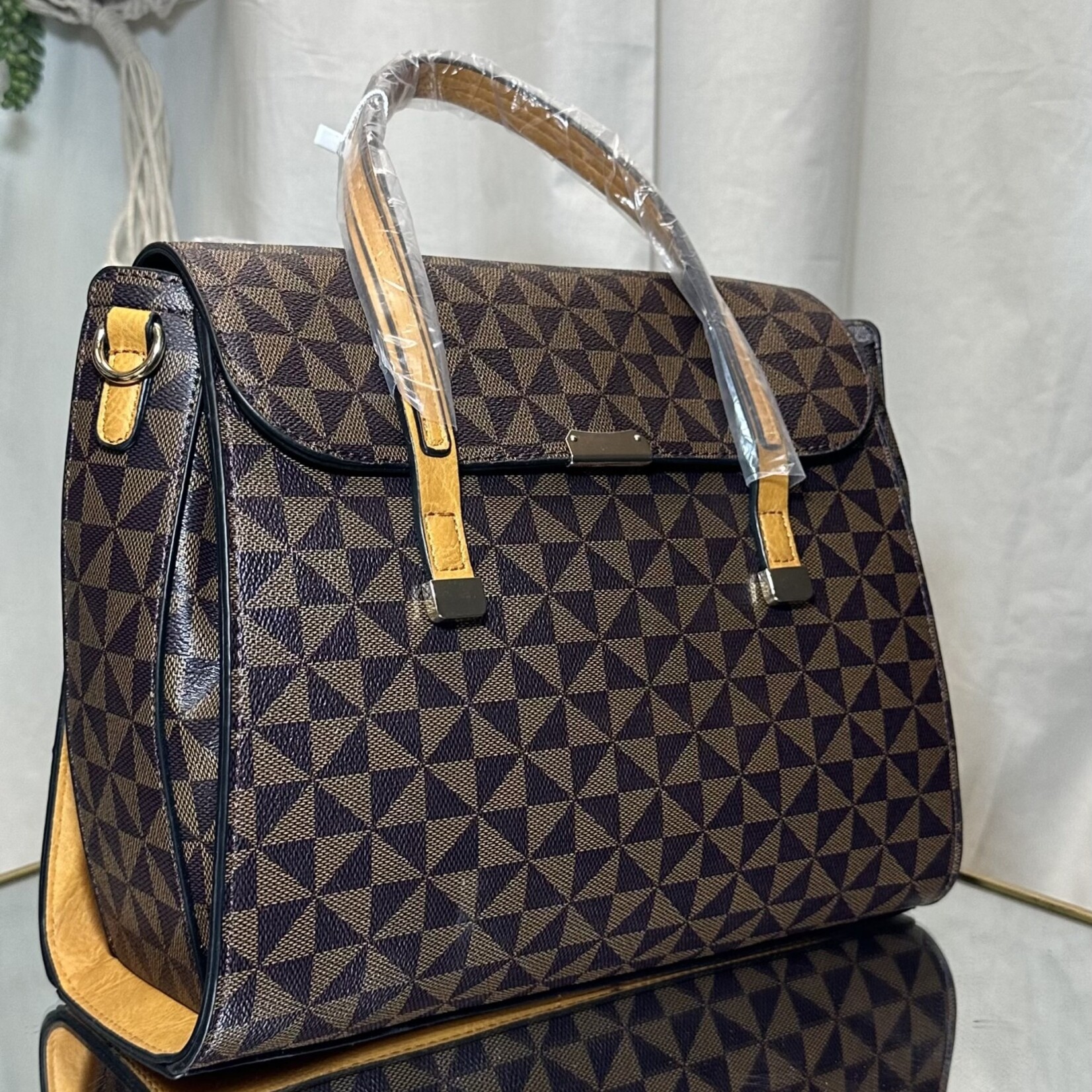 Caramel with Dark Brown Large Purse