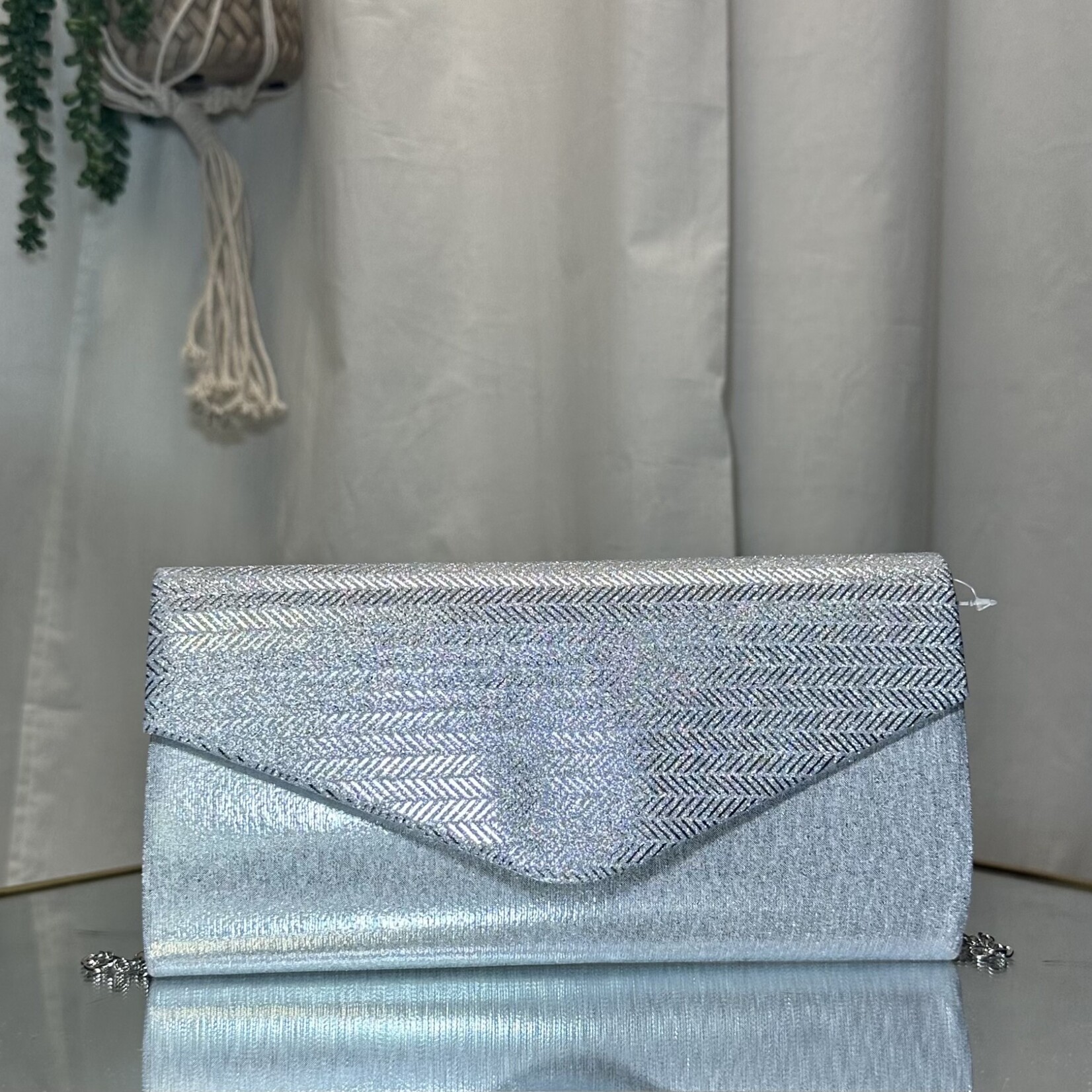 Silver Small Purse with Silver Rhinestones