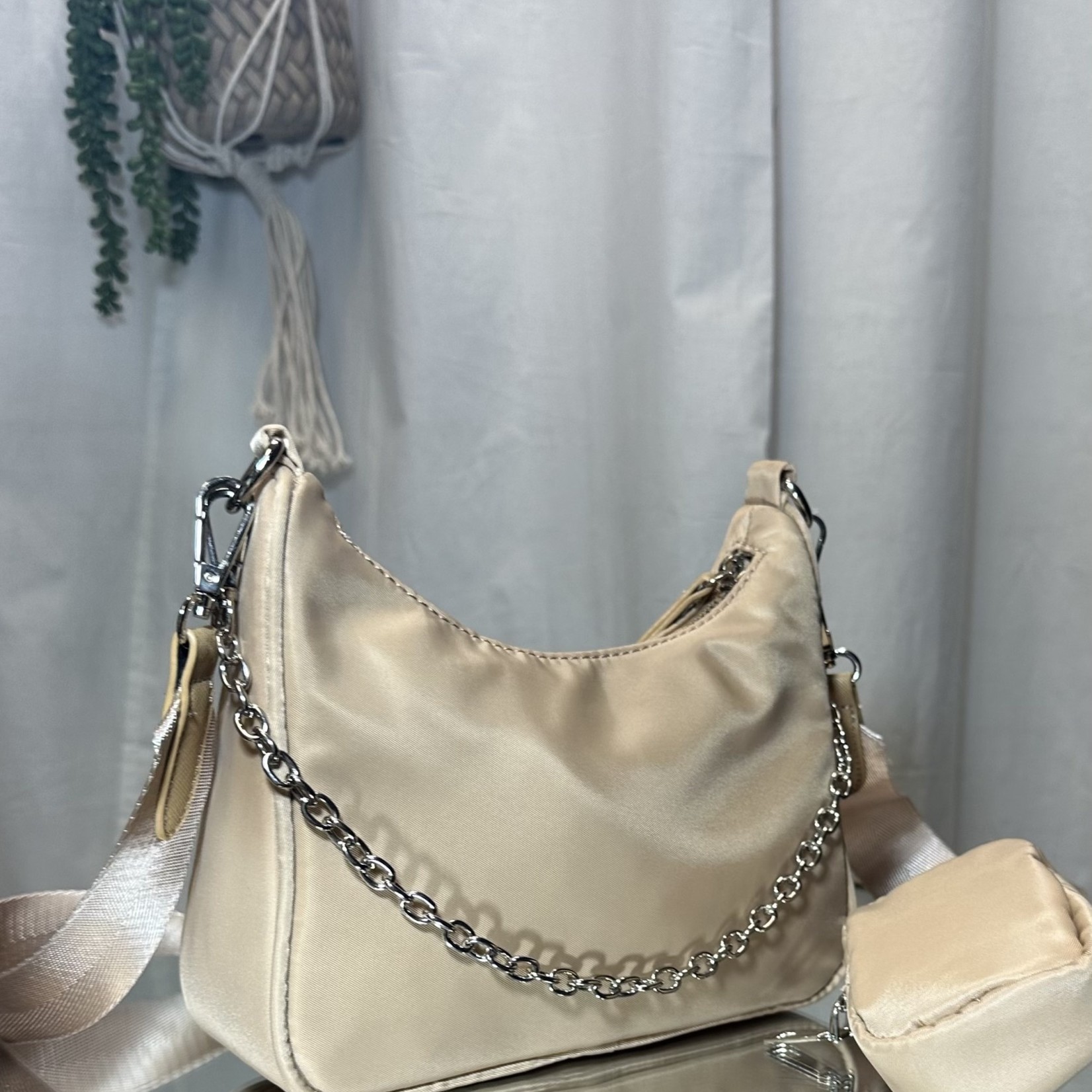 Beige Medium Purse with Little Bag