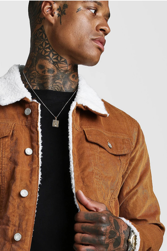 tan borg lined cord jacket