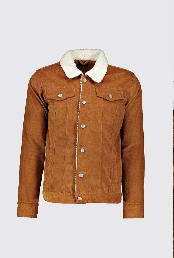 tan borg lined cord jacket