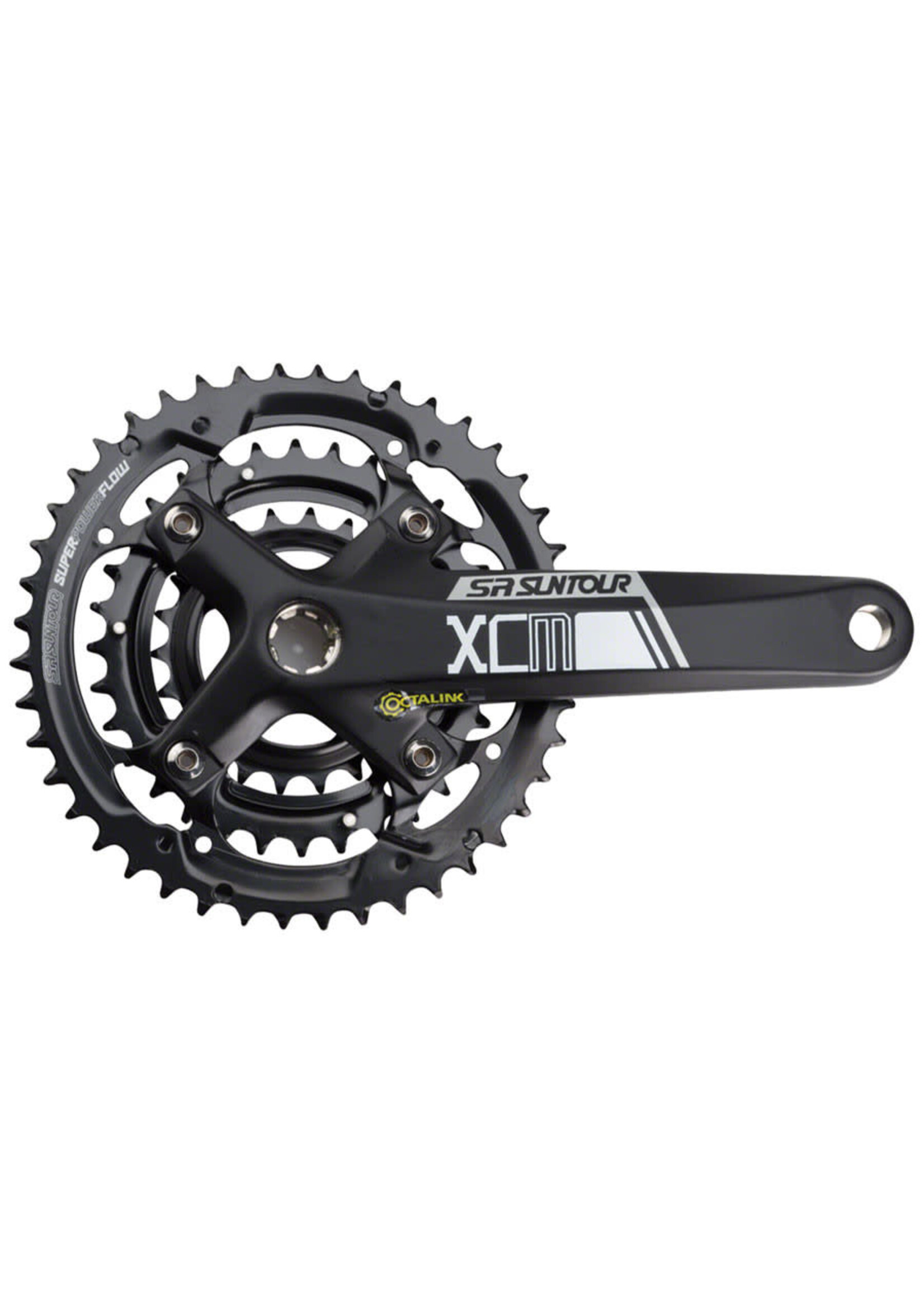 Suntour SR Suntour XCM-T Crankset - 175mm, 9-Speed, 44/32/22t, 104/64 BCD, Shimano Octalink V2 Spindle Interface, Black