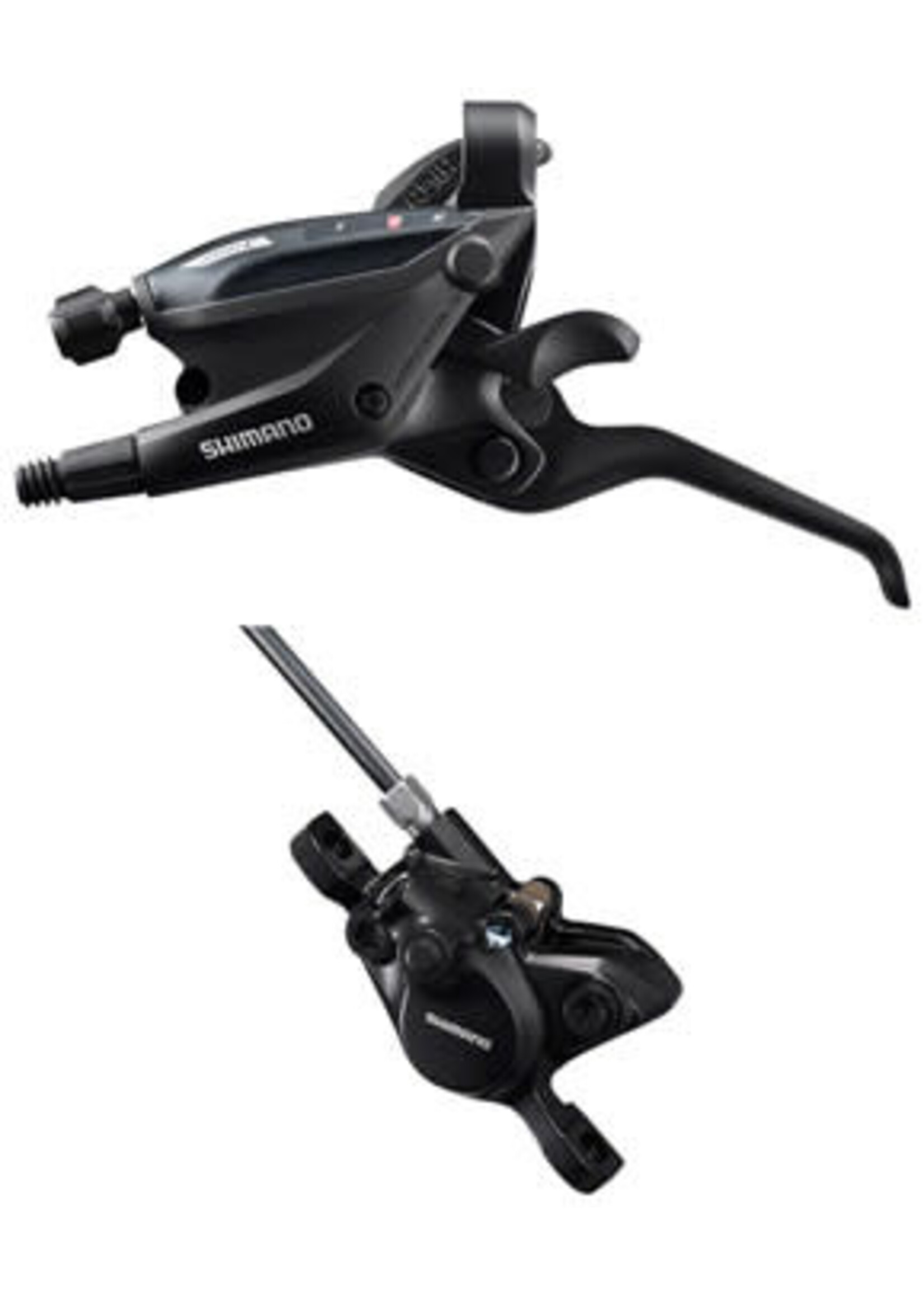 SHIMANO Shimano ST-EF505 EZ Fire Plus Shift/Brake Lever with BR-MT200 Disc Brake Caliper - Left/Front, 3x Shift, 2-Piston, Black