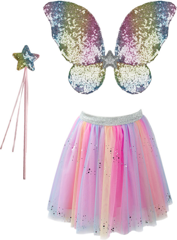 Great Pretenders Rainbow Sequins Skirt, Wings and Wand Set from Great Pretenders