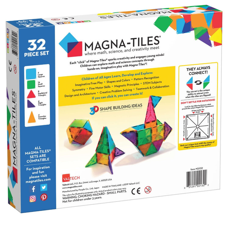 Magna-Tiles Magnatiles Clear Colors 32 pc Set