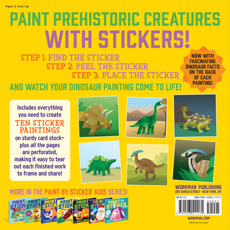 Workman Publishing Co Paint By Sticker Kids Dinosaurs