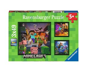 Ravensburger Minecraft Biomes 3 x 49 Piece Jigsaw Puzzle Set for Kids -  05621 - Every Piece is Unique, Pieces Fit Together Perfectly