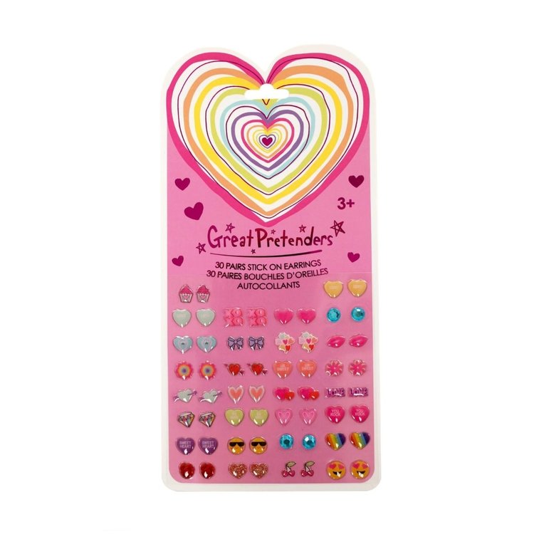 Great Pretenders Heart Sticker Earrings, 30 Pairs