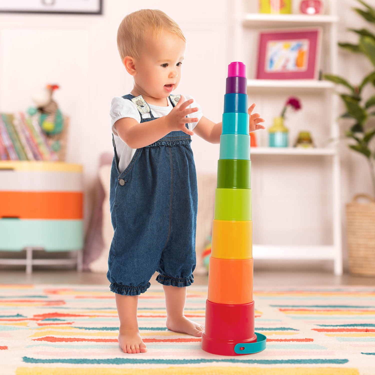 Knocking Down Cup Towers {Baby Playtime} - Toddler Approved